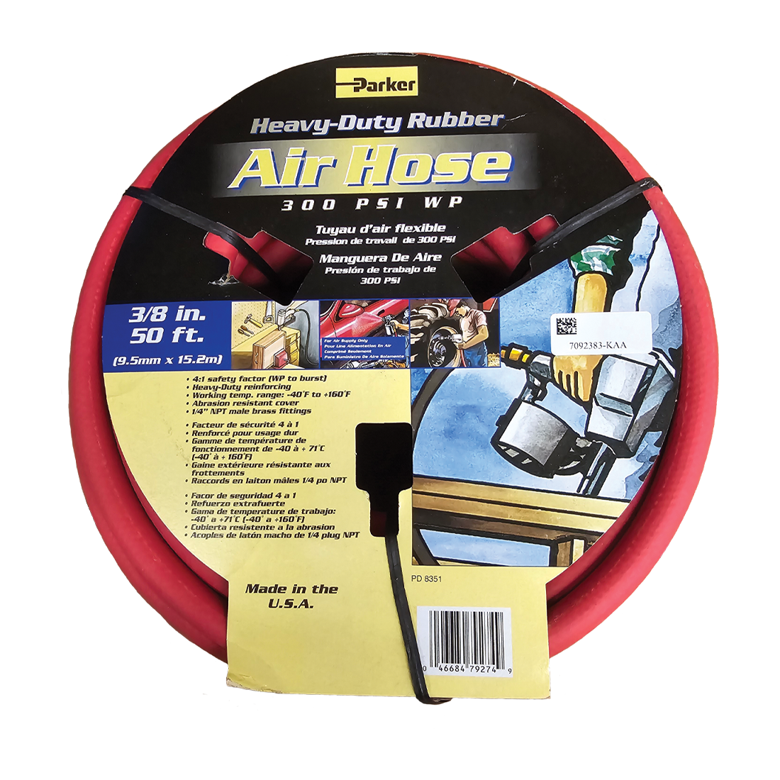Hose Assy-Air 3/8 X 50Ft 300Psi Red