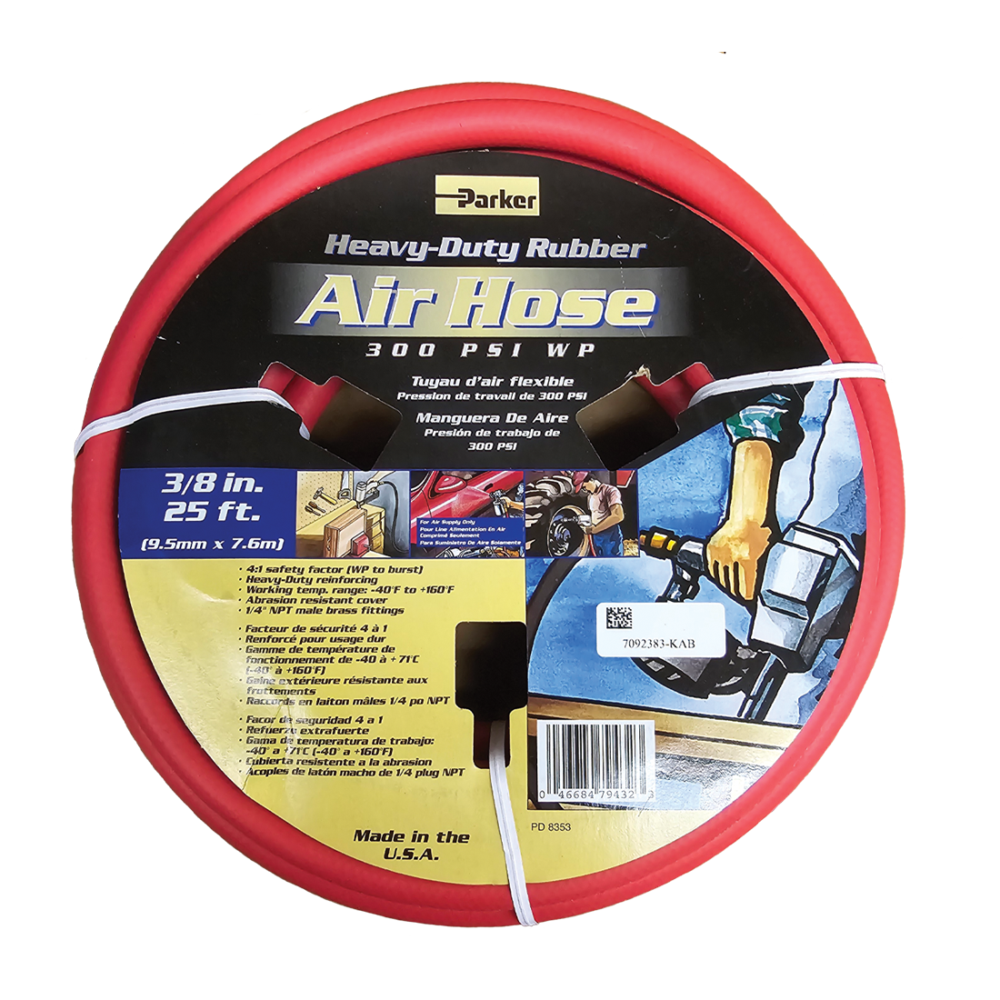 Hose Assy-Air 3/8 X 25Ft 300Psi Red