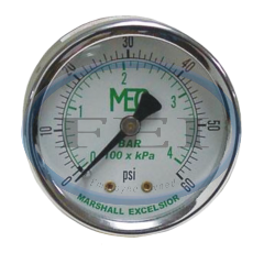 Gauge-1/4 Mpt Br Bck Mt 2 Stl Dr 0-60Psi