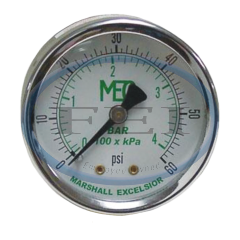 Gauge-1/4 Mpt Br Bck Mt 2 Stl Dr 0-60Psi